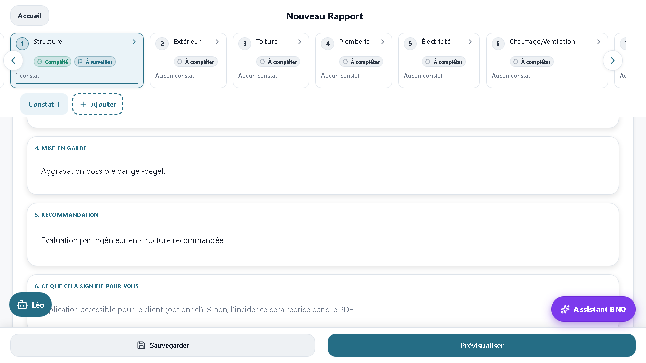 Assistant IA — parcours guidé et constats conformes BNQ